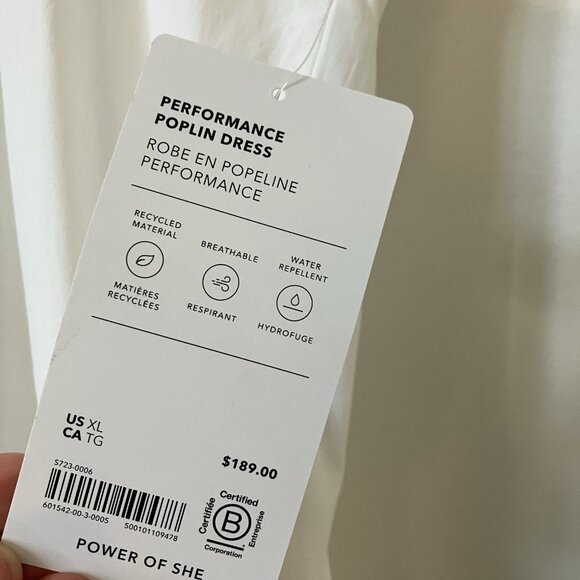 NWT Athleta Performance Poplin Dress Womens XL White Outdoor Running Tennis - Picture 5 of 12